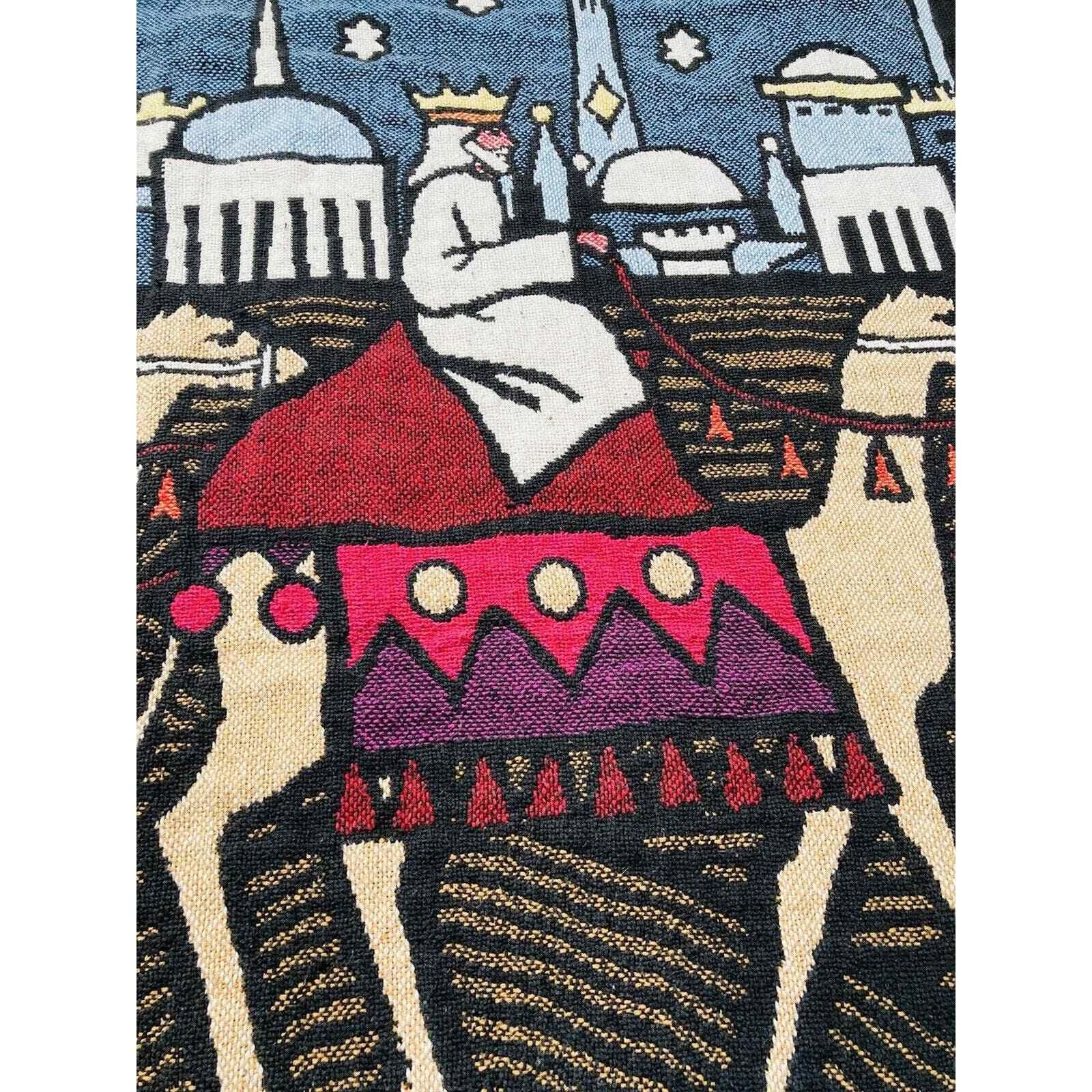 Woven Tapestry Throw Blanket Christmas Wise Men Child Born Bethlehem Reversible