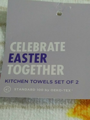 Celebrate Easter Bunny Kitchen Towel 2 Pack Great Gift - Picture 3 of 8