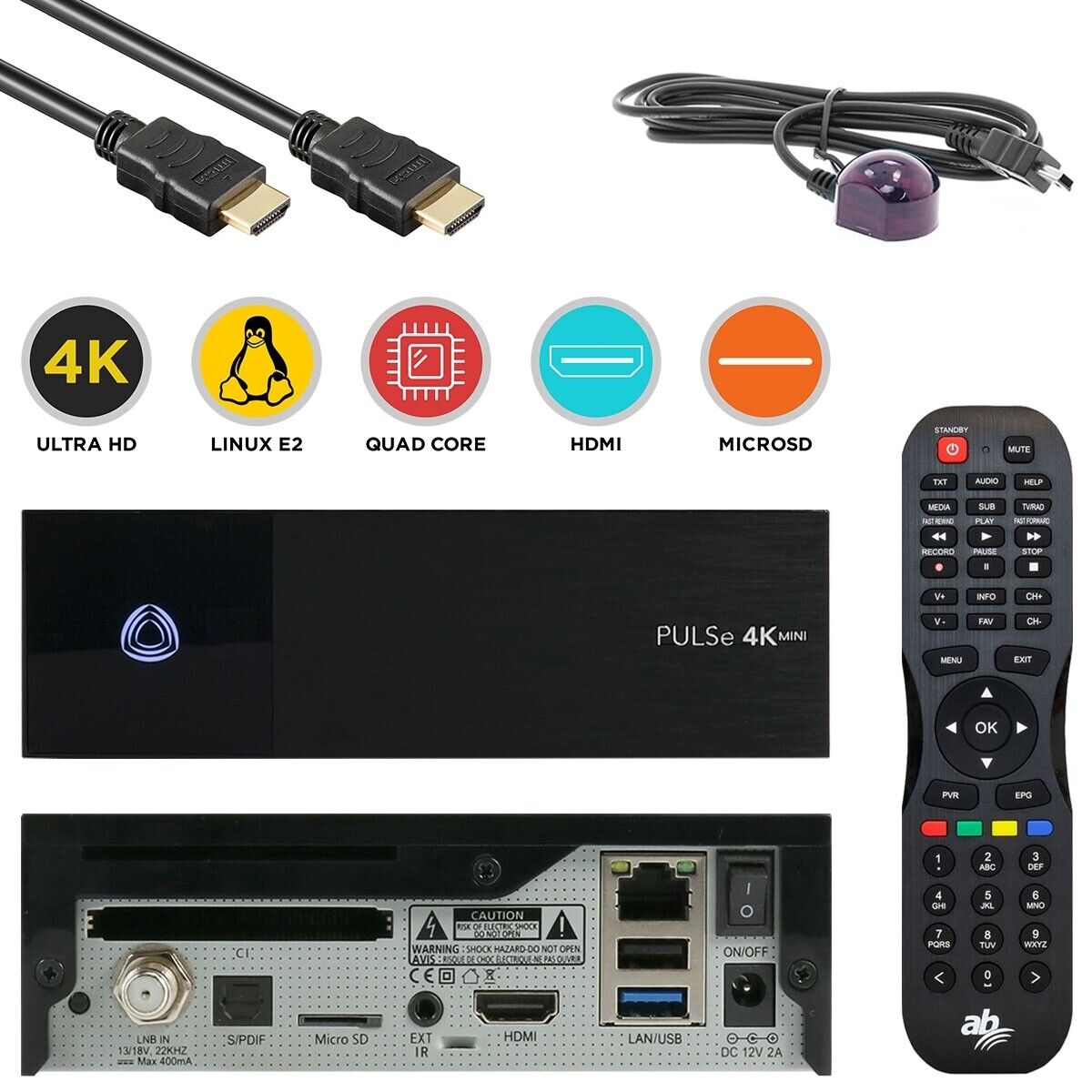 AB PULSe 4K Mini UHD 1xDVB-S2X E2 Linux HDR10 MicroSD-Slot CI LAN Sat-Receiver