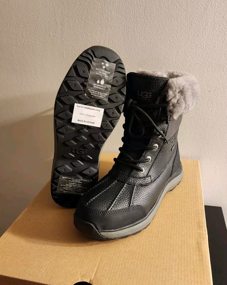 UGG Adirondack III Weather Snow Waterproof leather Boots BLACK SIZE 8