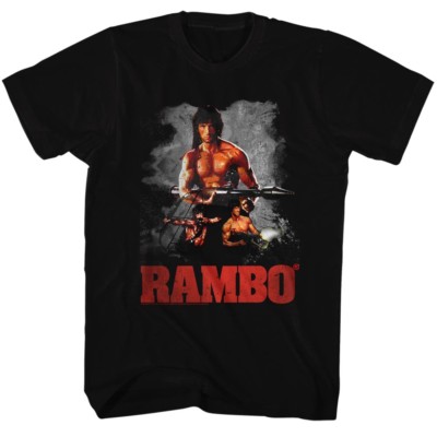 Official T Shirt MENS JOHN RAMBO The Movie 100% Black Cotton in Sizes SM - 5XL