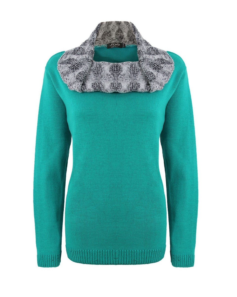New Ladies Womens Knitted Cowl Neck Bubble Knit Long Sleeve Jumper