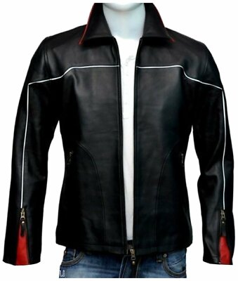 Men Black Leather Jacket Real Lambskin Leather Motorcycle Biker Casual Slim Coat