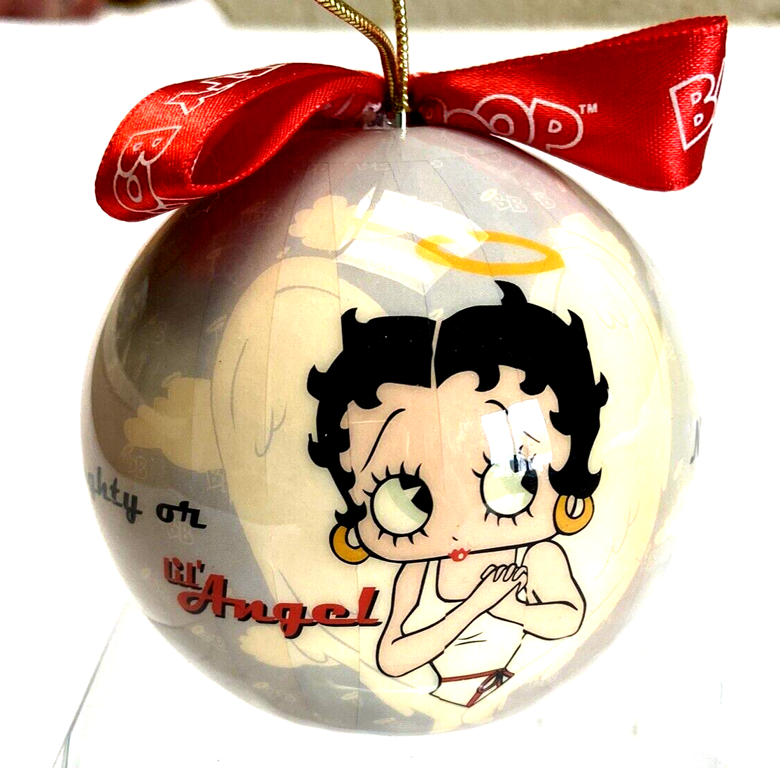 Betty Boop Angel Devil Naughty or Nice Christmas Ornament 2.75