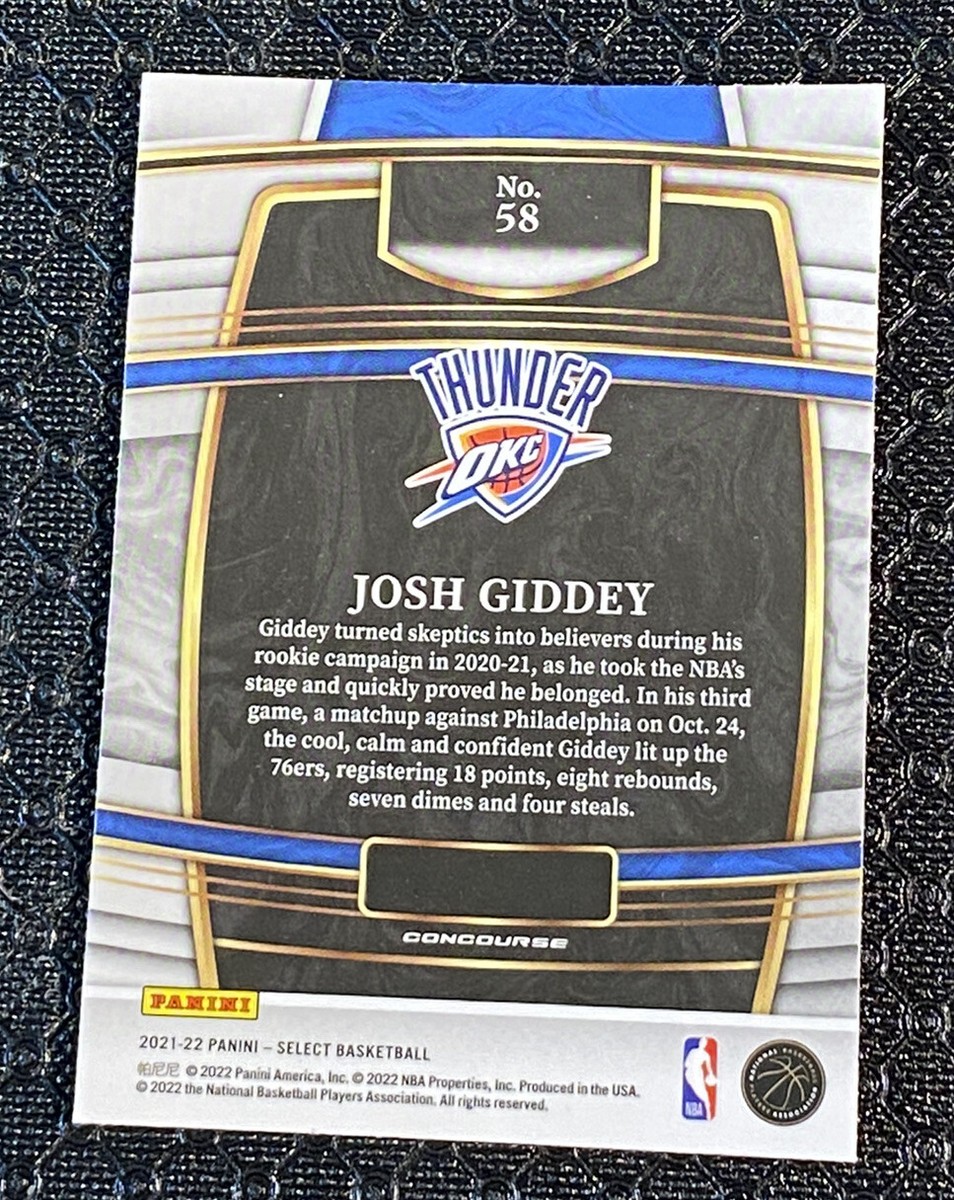 2021-22 Select Basketball Josh Giddey Rookie Card RC #58