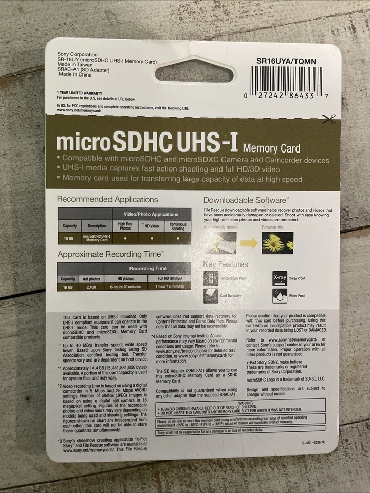 Sony 16GB Micro SDHC R40 Memory Card SR16UYA/TQMN - Image 2 of 2