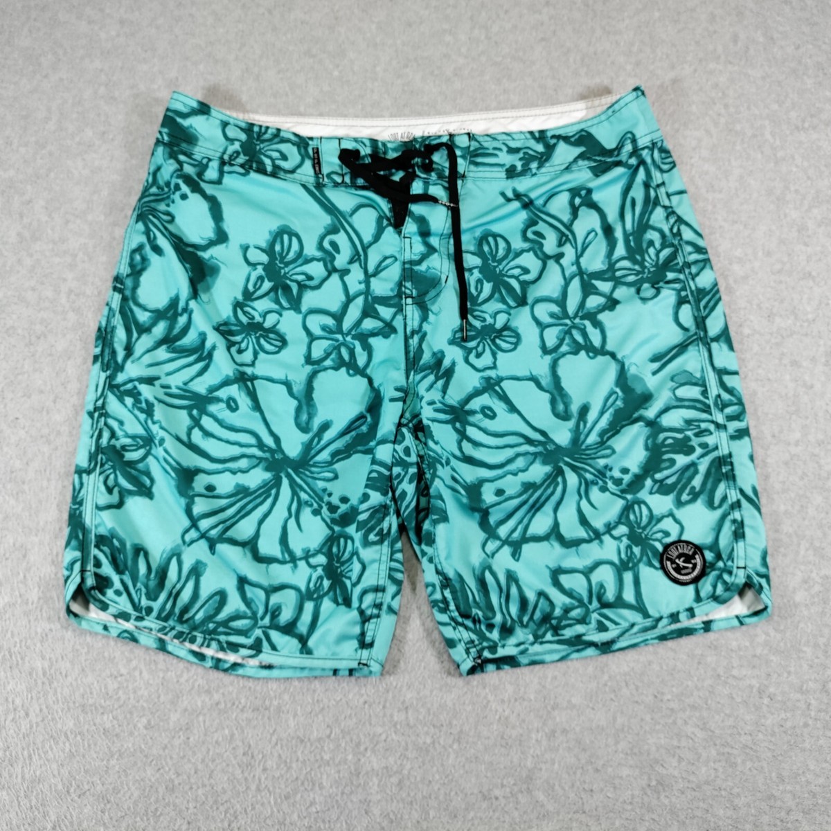 Lost at Sea Board Shorts Mens 34 Blue Tropical Hawaiian Swim Trunks 9in  Inseam