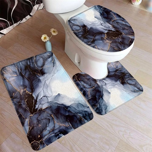 3Pcs Forest Animals Bathroom Mat Toilet Seat Lid Cover Pedestal Rug Bath Set Art - Picture 7 of 21
