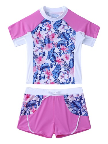 Kids Girls Swimwear Floral Print Swimsuits Elastic Waist Bathing Suits Bikini - Picture 6 of 65