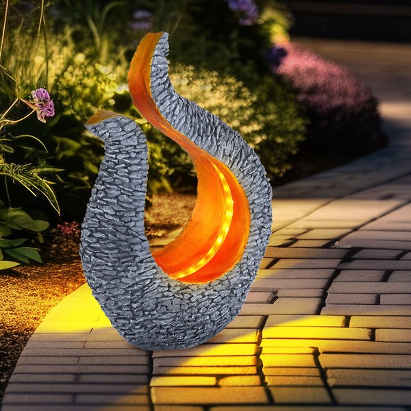 Solarleuchte AußEnlampe Gartendeko Led Skulptur Steinoptik Gold Grau Solarlampe-image