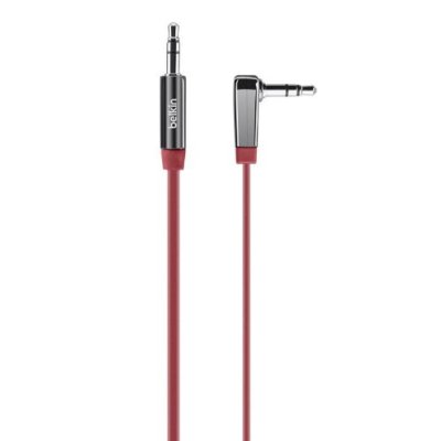 New Belkin AV10128tt03-RED MIXIT Right Angle Aux / Auxilary Cable - 3 ft (Red)