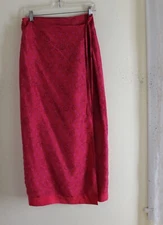 Express -Sz 7/8 S M Lux Art-to-Wear Delicious 100% Silk Wrap Straight Skirt