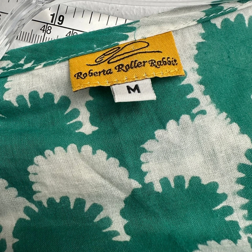 Roberta Roller Rabbit Womens Pullover Cotton Top Size M Tunic Green White Beachy - Image 3 of 4