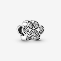 Pandora Charm AnhäNger Bead Pfotenabdruck Sterlingsilber WeißE Steine 791714CZ