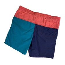 Vintage 80s 90s Mens Color Block Trunks VTG Shorts Lines Pockets Medium Nylon