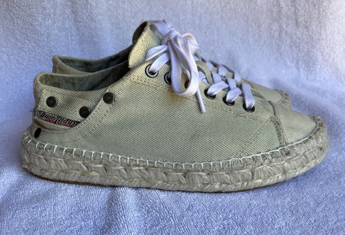 Diesel White Canvas Jute Espadrille 