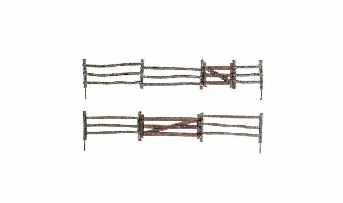 Woodland Scenics 3001 O Scale Log Fence - Kit with Gates, Hinges & Pins