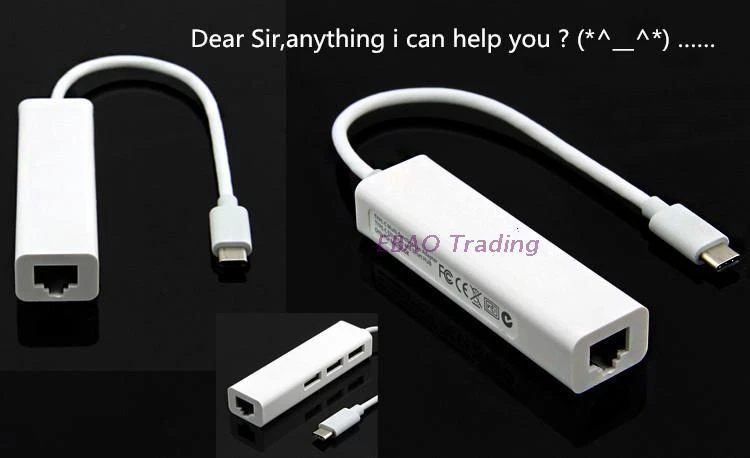 USB 3.1 Type C Hub with Ethernet Adapter for MacBook & Laptops  