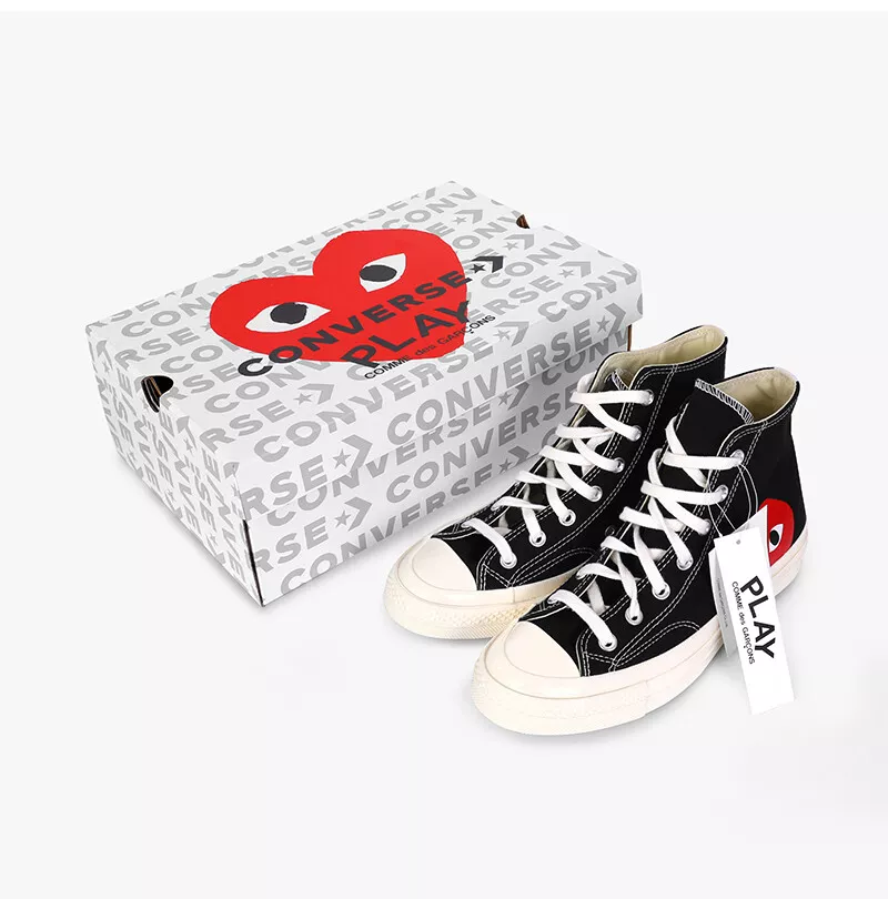 New Converse x CDG des Garcons Play Hi Shoes (150204C) - Black eBay