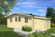 34 mm Gartenhaus 500x400 cm + Anbauschuppen Gerätehaus Blockhaus Holz Haus 