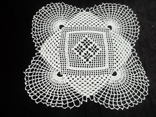 Vintage Off White Crochet Doily 13.5 inch Square CD139