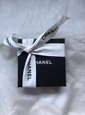 Chanel box with ribbon square XS empty black 3.75 sq. x 1.5 inches