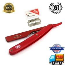 Beard Cut Throat Shavette Barber Salon Straight Razor Rasoir + 10 Free Blade Red