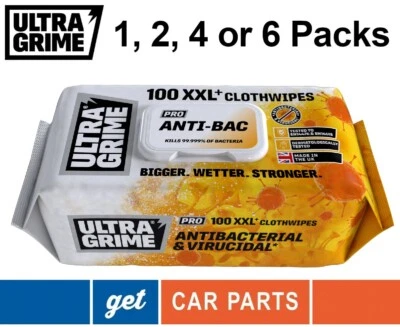UltraGrime Pro Anit-Bac Wet Wipes XXL+ in Packs of 100
