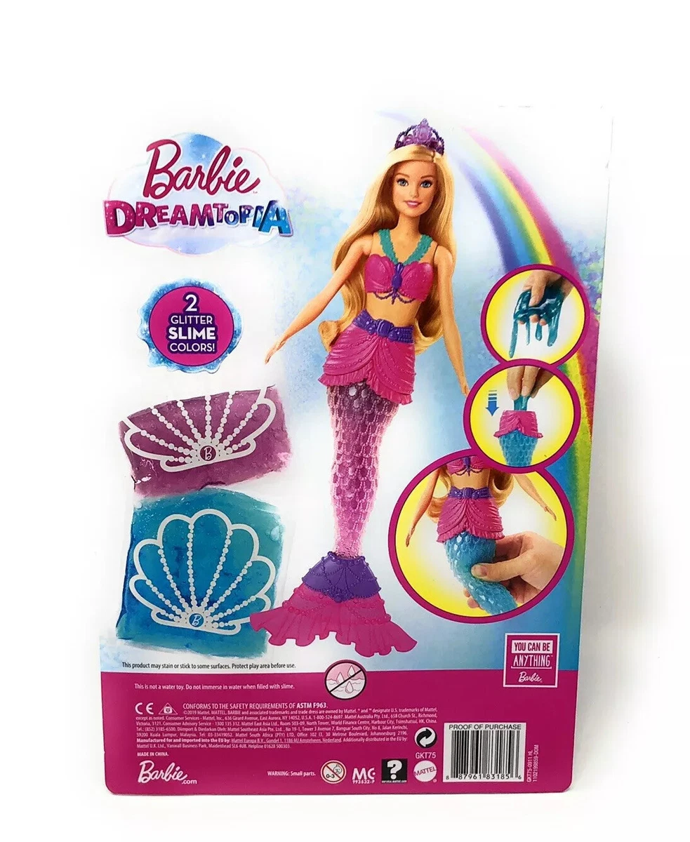 Barbie Dreamtopia Slime Mermaid Doll with 2 Glitter Slime Packets New