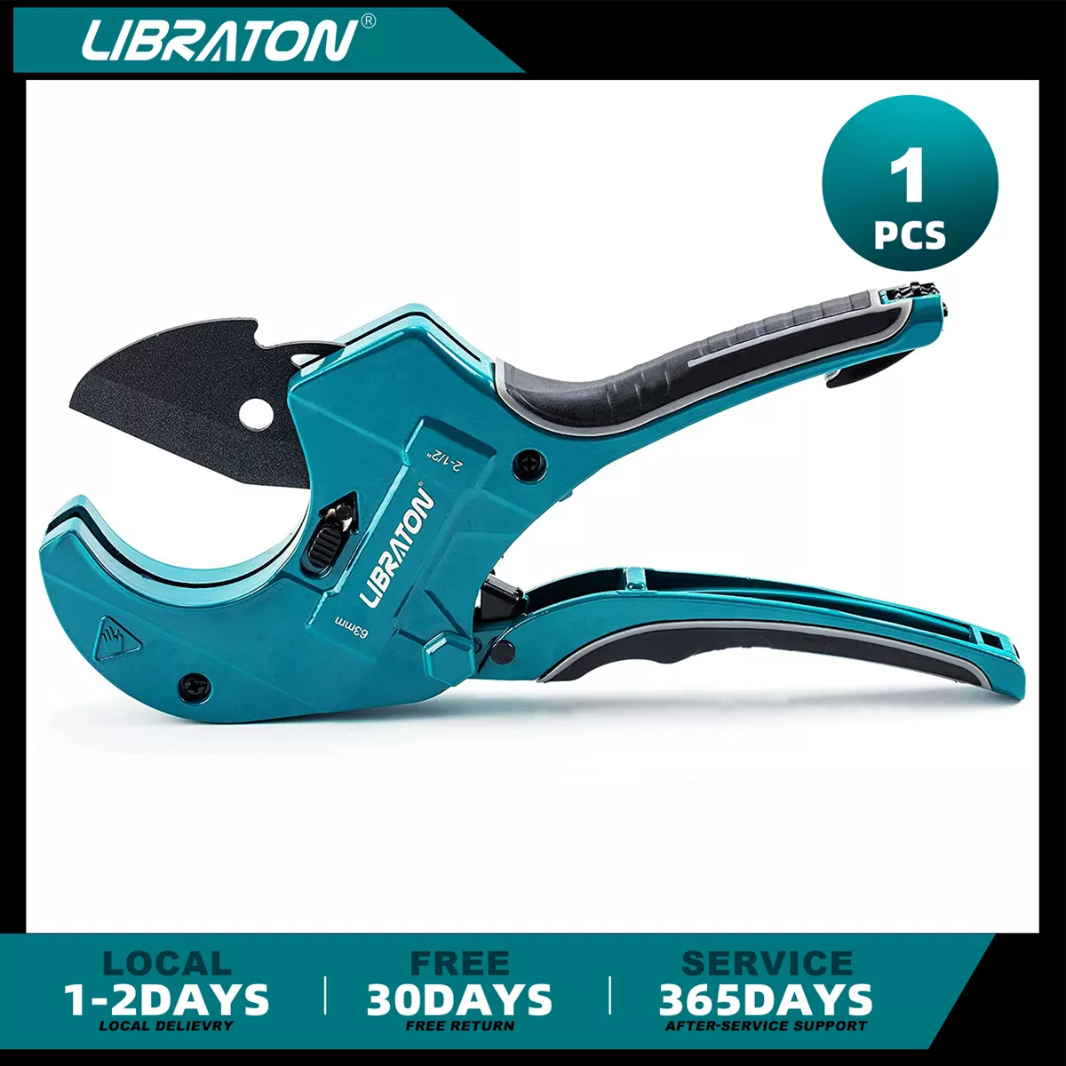 Libraton PVC Pipe Cutter 2-1/2, Large PVC Cutter, Improved Blade for Heavy-Duty, Plastic Pipe Cutter for Cutting PVC Pipe, PEX Pipe, Plastic Pipes