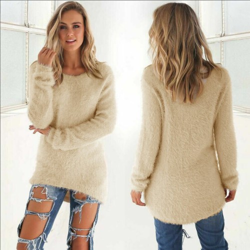Para mujeres Cálido Suelto Jersey Vestido Pullover Prendas para el torso Suéter Informal Invierno Manga Larga - Imagen 11 de 24