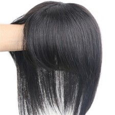 100 Real Human Hair Topper Toupee Clip Hairpiece Bangs Bob Top Wig For Women