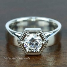 2.60CT Round Lab-Created Diamond Solitaire Wedding Ring Woman 14K White Gold FN