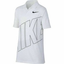 Nike Boys Junior's Dry Essential White/Black Graphic Polo AA3336-100 Sz L/XL