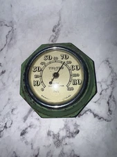 Vintage Tel-Tru Room/Portable Thermometer 3.5" GREEN Color Germanow-Simon Co.