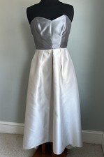 ALFRED SUNG Oyster Gray Pink Princess Sateen Strapless Evening Cocktail Dress S