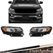 For Jeep Compass 2022 2023 Headlights w/o LED DRL Left&Right Side LED Type Black