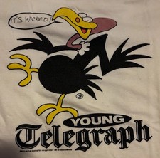 VTG FIFTH COLUMN YOUNG TELEGRAPH T SHIRT ITS WICKED COLIN HAWKINS CHARACTER 1991