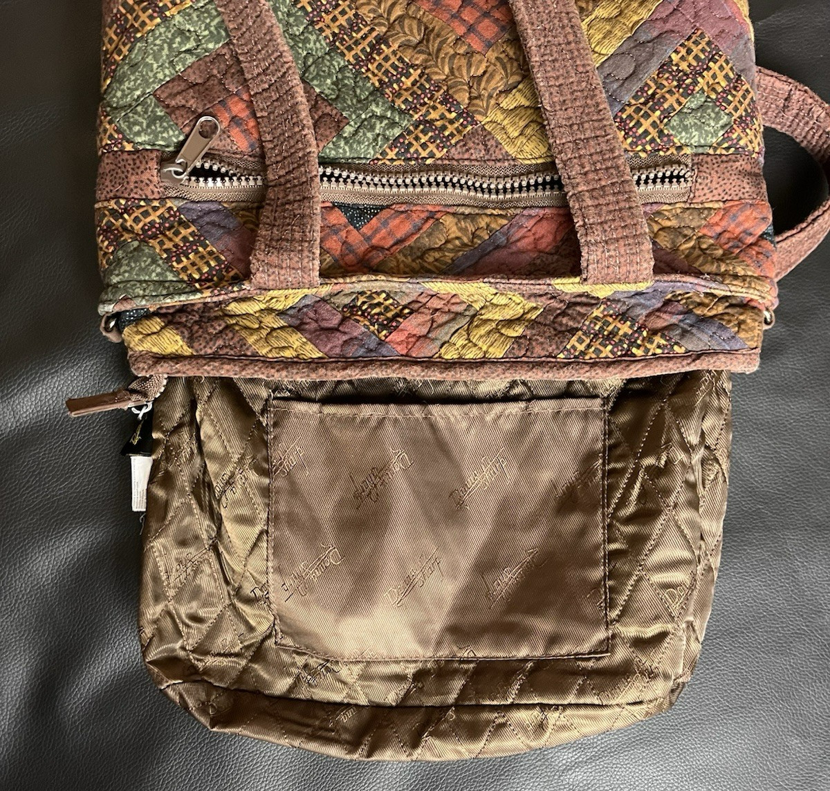 Donna Sharp Quilted Patchwork Purse Brown Multico… - image 9