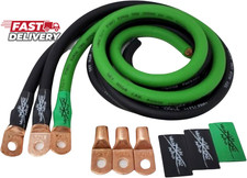 Sky High Oversized 1/0 Gauge AWG Big 3 Upgrade Green/Black Electrical Wiring Kit
