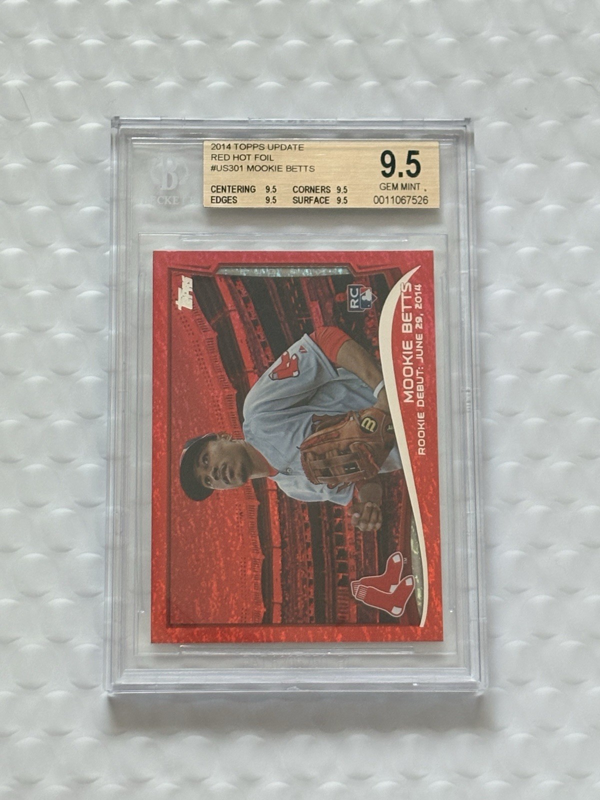 Mookie Betts 2014 Topps Update #US301 Red Hot Foil Rookie BGS 9.5 True Gem Sox
