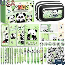 Kawaii Stationery Set 36pcs Cute Pencil Case W/ Gel Pens Notebooks Kids New