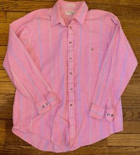 Vintage The Fox Collection Pink Button Down Striped Long-sleeve Shirt Size L