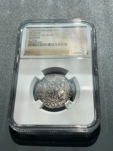 SPANISH NETHERLANDS, Brabant. Charles the Bold 1467-1477. 2 Patards, NGC Clipped