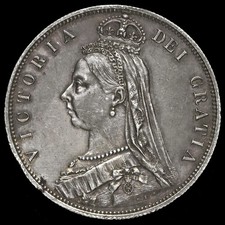 1887 Queen Victoria Jubilee Head Silver Half Crown, EF