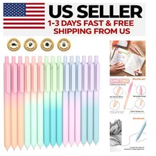 15 Black Ink Retractable Gel Pens with Soft Aesthetic Barrels - 0.5mm Fine Point