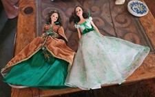 2 1994 Gone With the Wind Green White Barbeque Dress Barbie Scarlett O'Hara