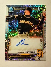 Jagger Haynes RC AUTO 2021 Bowman Chrome SPECKLE REFRACTOR 141/299 1st K6