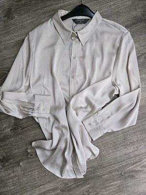 Fließende Satin Bluse Gr. XL, Beige, neu
