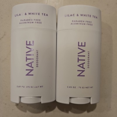 Native Lilac & White Tea Deodorant Stick Aluminum Free 2.6 oz X2
